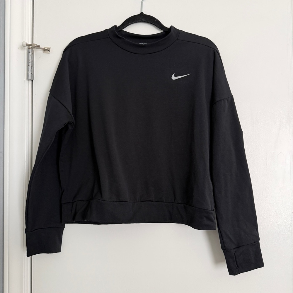 Nike Dri Fit Running Black Long Sleeve Shirt Black - Medium